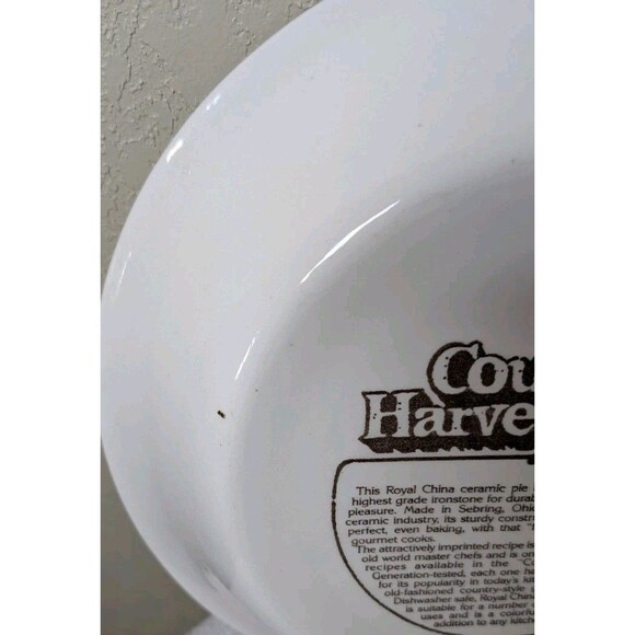 Vintage Apple Pie Recipe Plate USA 10” Stoneware Pie Dish Mid Century - Picture 4 of 6